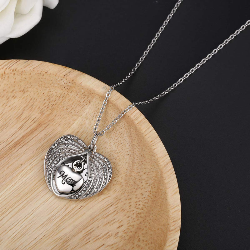 [Australia] - Eternalmemorial Sympathy Cremation Jewelry for Ashes Mom Dad Stainless Steel Keepsake Urn Pendant Necklace I Used to Be His Angel Now He's Mine + Exquise Box+ Funnel 