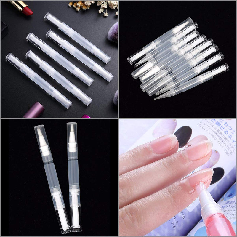 [Australia] - 20Pcs Transparent Twist Pens,3ml Nail Twist Pens Empty Transparent Nail Oil Pen with Brush Empty Cuticle Oil Pen Cosmetic Container Pen for Lip Gloss Eyelash Growth Liquid 