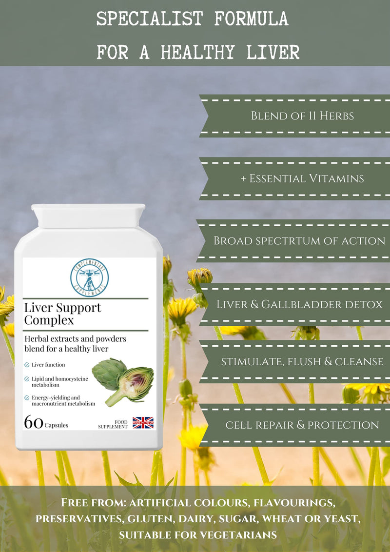 [Australia] - Complementary Supplements | Liver Support Complex | Liver and Gallbladder Support Formula | Traditional Herbal Blend with Added Nutrients | Artichoke | Liquorice | Dandelion | Burdock | 60 Capsules 