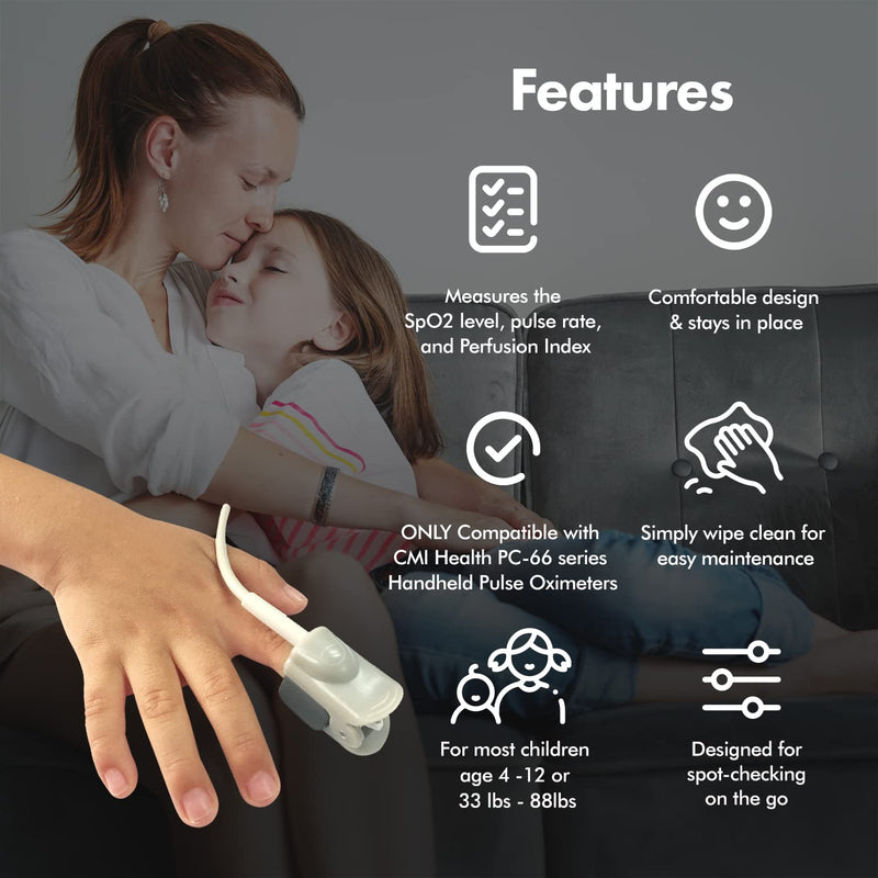 [Australia] - CMI Health Pediatric SpO2 Finger Clip Sensor for Children - Compatible with CMI Health Handheld Pulse Oximeters 