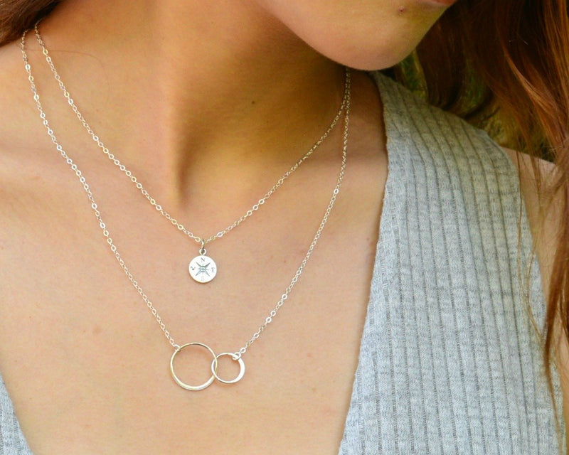 [Australia] - EFYTAL Godmother Gifts From Godchild Sterling Silver Interlocking Circle Necklace Proposal Gift For Girl Baptism 