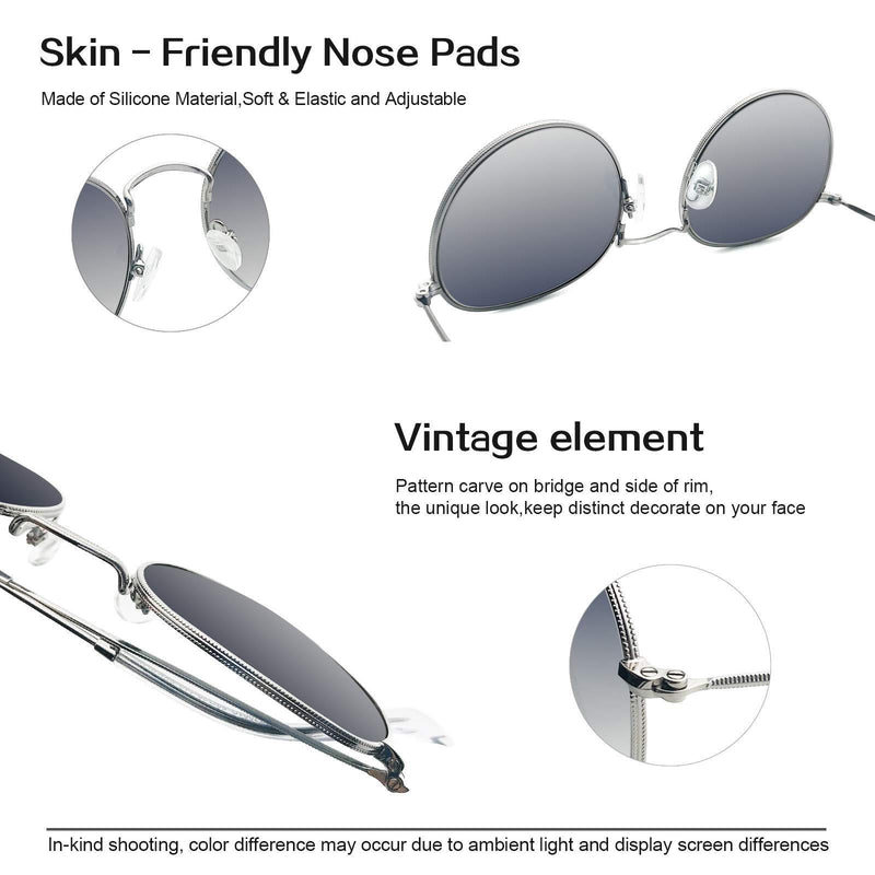 [Australia] - Vintage Round Sunglasses Man Polarized UV400 Protection Circle Frame Retro Sunglasses Women Men Glass Lens Eyewear Light Gun Frame + Glass Lens Gradient Sky Blue 