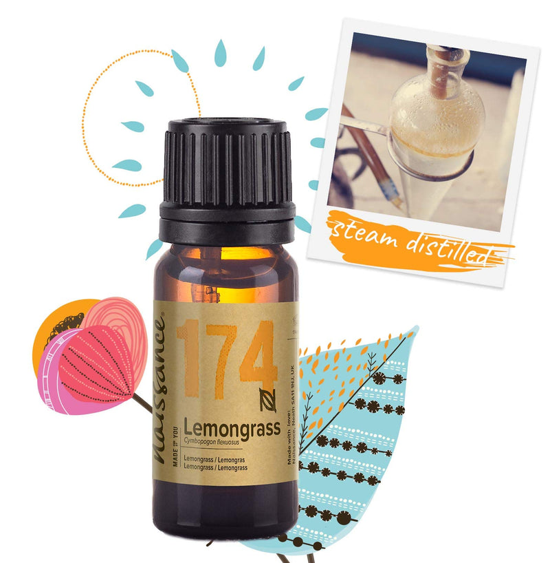 [Australia] - Naissance Lemongrass (Flexuosus) Essential Oil (#174) 10ml - Pure, Natural, Steam Distilled, Cruelty Free, Vegan & Undiluted - for use in Aromatherapy and Diffusers 