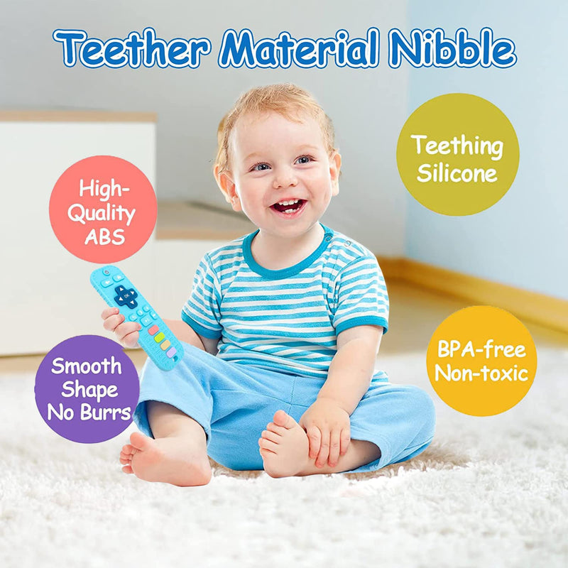 [Australia] - Baby Teething Toys, 2Pack Teething Toys for Babies 6-12 Months 0-6 Months, Baby Toys 6 to 12 Months, Remote Control Teething Toys, Newborn Baby Teether, Infant Toys for Baby Boy Girl Toys (Gray+Blue) Gray + Blue 