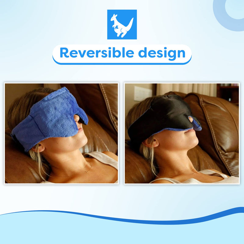 [Australia] - Huggaroo Gem - Super Plush Heated Eye Mask and Sleep Mask with Gel Ice Pack - Soft, Washable Cover and Lavender Aromatherapy - Blue Blue (Scented) 
