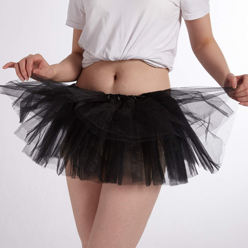 [Australia] - Phantomon Tutu Skirt Women's Teens Classic Elastic 5 Layered Tulle Ballet Skirt, 1950s Vintage Style Short Skirt, Adult Size Black 
