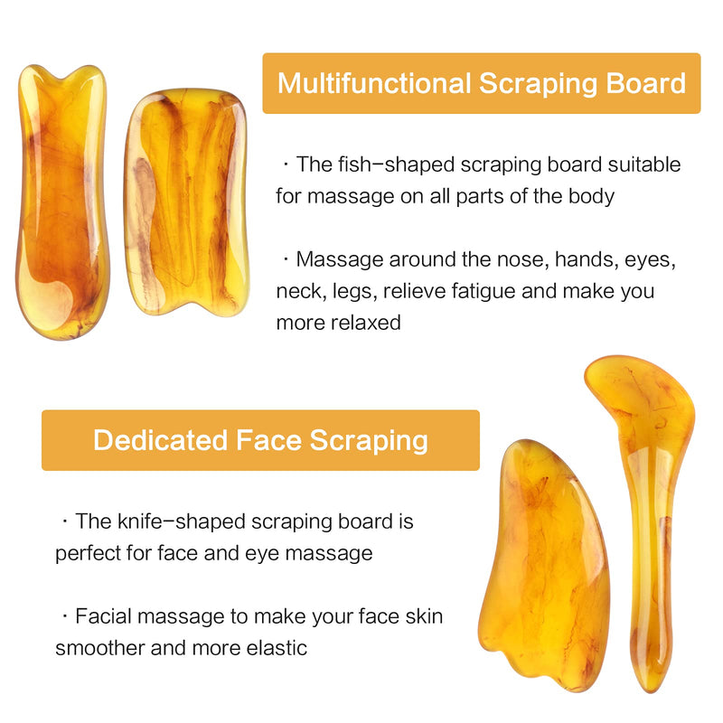 [Australia] - 7 PCS Gua Sha Scraping Massage Tool Gua Sha Facial Massage Tool Natural Resin Gua Sha Scraper Board Health Care Beauty Body Face Massage Tool for Unblock Meridians Eliminate Fatigue 