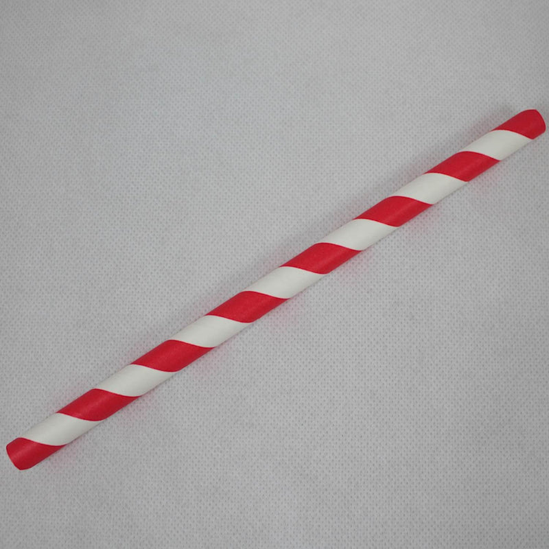 [Australia] - Bright Red & White Striped Paper Straws (10mm x 200mm) - Pack Size 200 - Biodegradable / Eco-Friendly / Highly Durable / Food Safe / Ideal for Milkshakes & Smoothies 