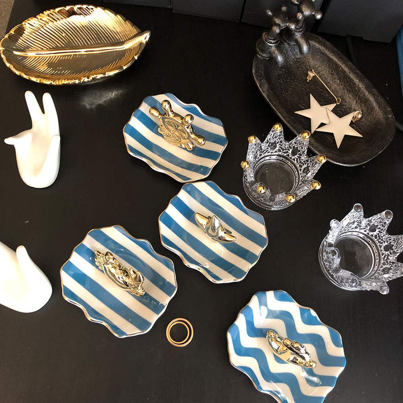 [Australia] - lemonadeus Ceramic Coastal Crab Jewelry Trays Ring Holder Rings Display 