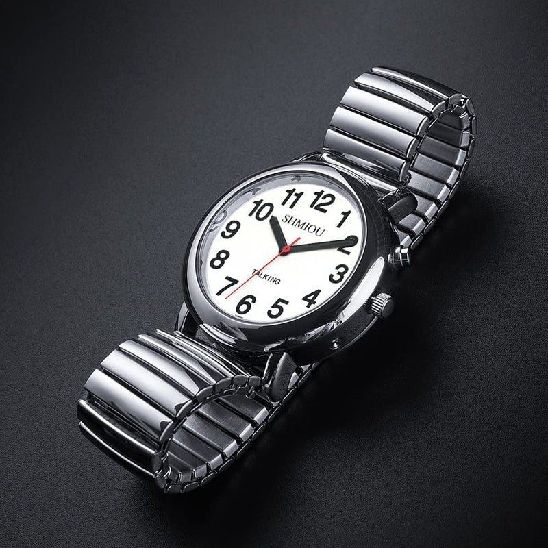 [Australia] - SHMIOU English Talking Watch Unisex for Seniors Visually Impaired Expanding Strap Talking Watches for The Blind Men Women for Bracelet Quartz Analog Voice with Alarm Clock Date Speaking 