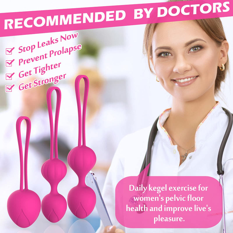[Australia] - Kegel Exerciser Balls - Kegel Balls for Female,Doctor Recommended:for Pelvic Floor Tightening & Strengthen Bladder Control & Prevent Prolapse - Set of 3 forBeginners to Advanced (Rose) 