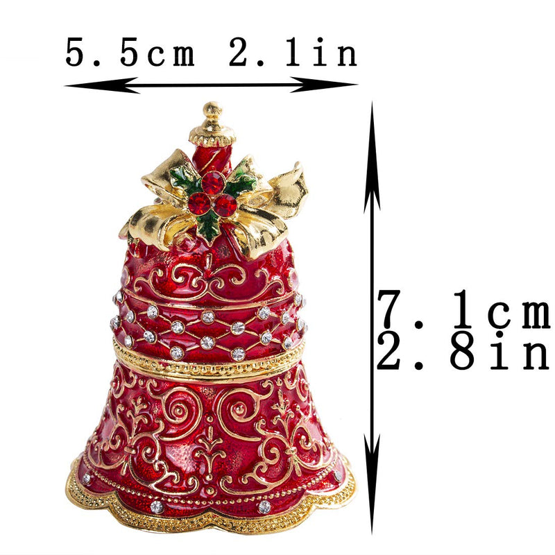 [Australia] - Red Xmas Jingle Bell Jewelry Trinket Storage Box Rhinestones Bejewelled Collectible Jewelry Holder 