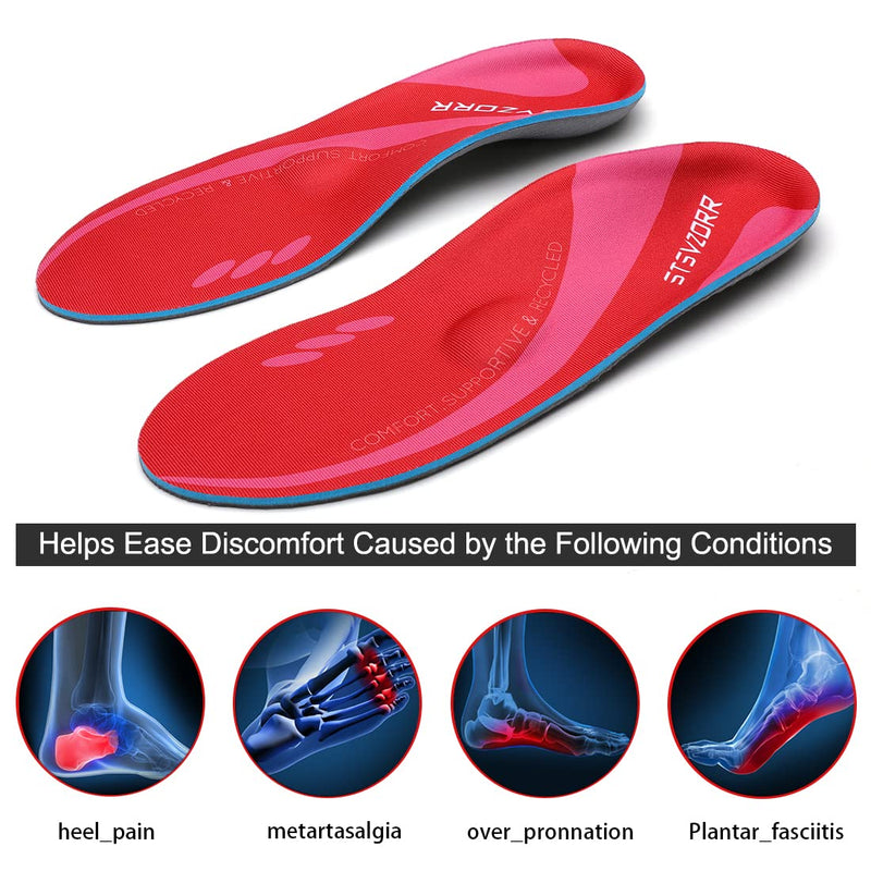 [Australia] - Arch Support Sports Insoles,Relieve Foot Fatigue,Unisex,Suitable Variety Shoe Types(Size:UK 7,Length:10.25",Red) Size:UK-7--10.25" Rose Red 