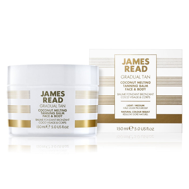 [Australia] - JAMES READ Coconut Melting Tanning Balm for Face & Body 150ml LIGHT/MEDIUM Gradual Self Tan Natural Golden Tan Hydrating Oil Softens & Nourishes the Skin Lasts up to 5 Days, Suitable for Any Skin Tone 
