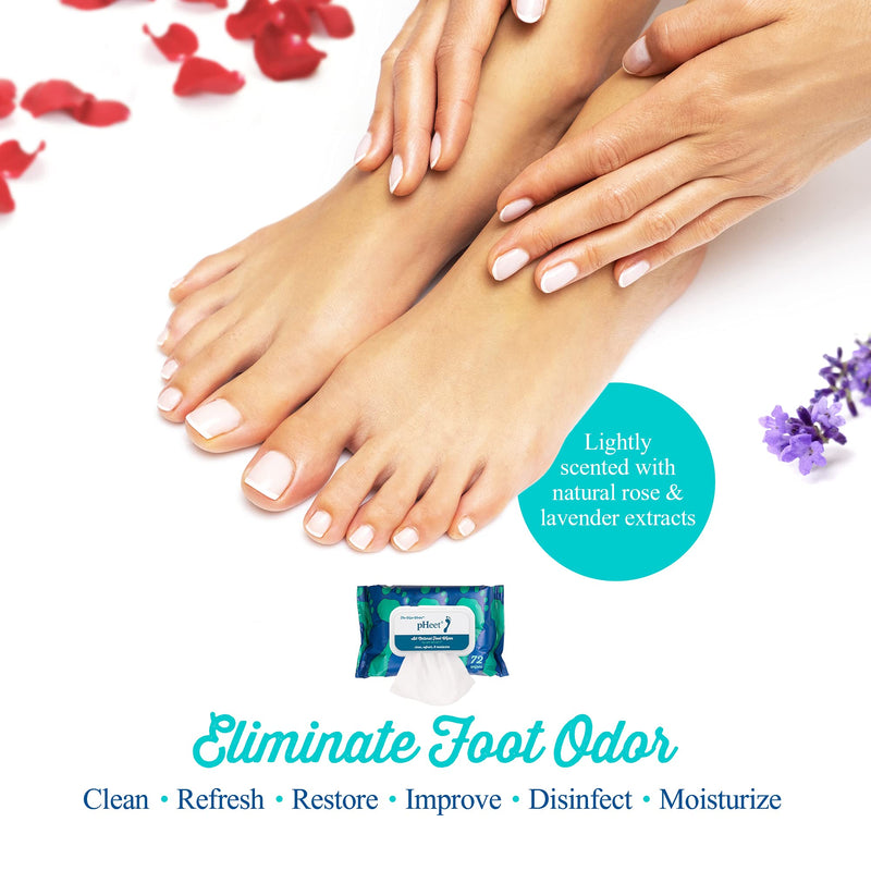 [Australia] - pH Select - pHeet Foot Wipes, Dry Feet Moisturizing Wipes, Foot Cleaner for Dirty Feet, Clean Wipes for Avoiding Foot Odor, Ideal for Cracked Heels and Flaky Skin, 72 Wipes 