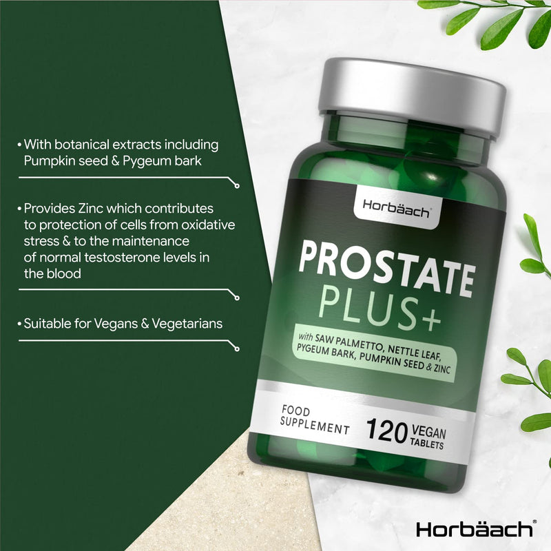 [Australia] - Prostate Supplements for Men | 120 Vegan Tablets | with Saw Palmetto, Pumpkin Seed, Nettle Leaf, Pygeum Bark & Zinc | by Horbaach 