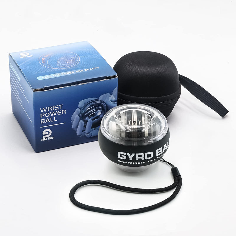 [Australia] - JIN BD Wrist Trainer Ball Auto-Start Wrist Strengthener Gyroscopic Forearm Exerciser Gyro Ball for Strengthen Arms, Fingers, Wrist Bones and Muscles BLACK Without Light 