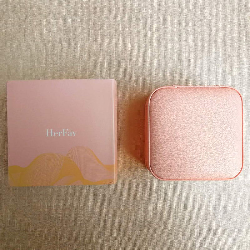 [Australia] - HerFav Travel Jewelry Organizer, Small Jewelry Box Mini Portable Jewelry Case for Rings Earrings & Necklace for Women Girls (Pink) 