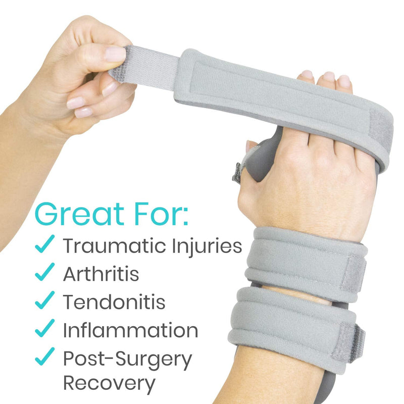 [Australia] - Vive Resting Hand Splint (Right) - Night Immobilizer Wrist Finger Brace - Thumb Stabilizer Wrap - For Arthritis, Tendonitis, Carpal Tunnel Pain - Functional Support For Sprains Fractures (X-Small) Gray Right (X-Small) 