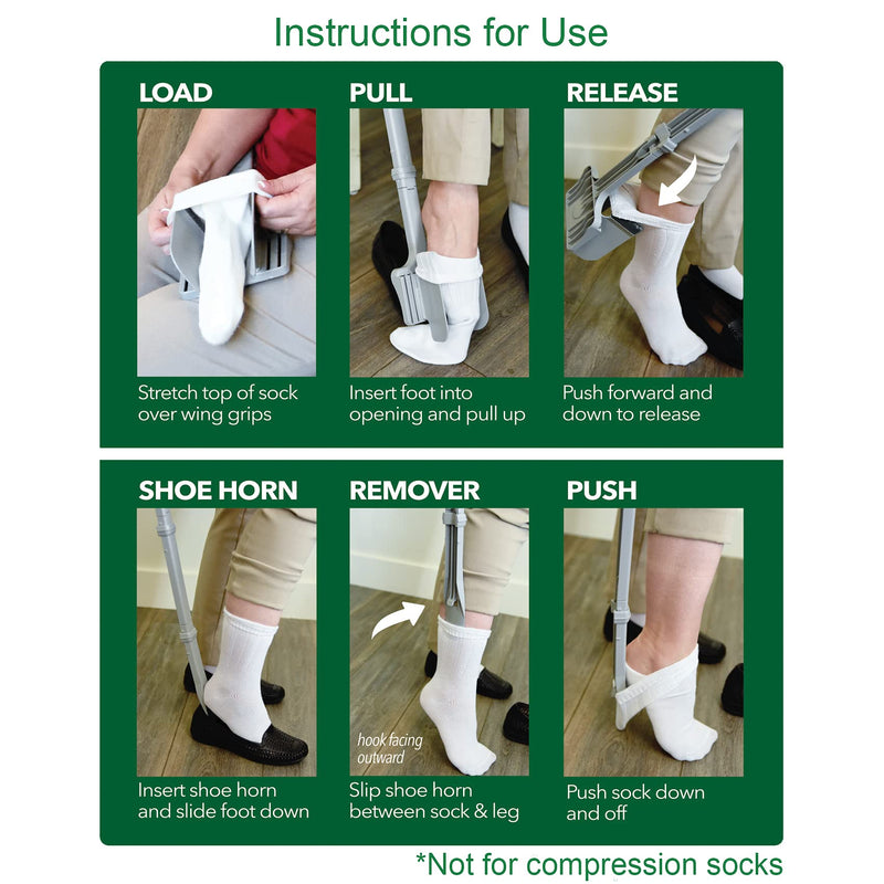 [Australia] - Sock Ox - Extended Length Sock Remover and Long Shoe Horn - Easy On and Off Stocking Slider - Dressing Aid for Senior Men and Women 