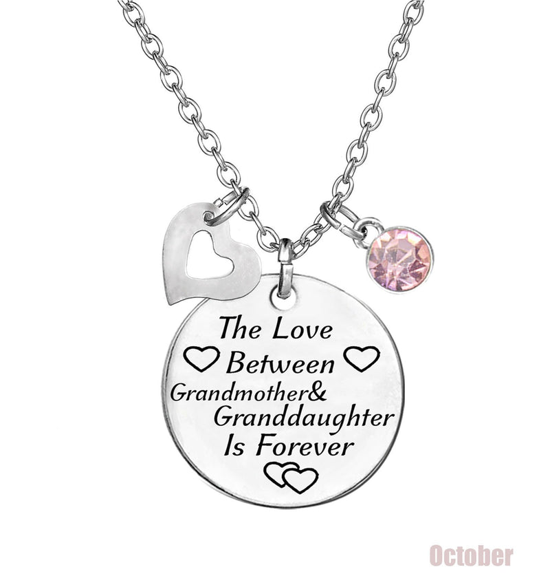 [Australia] - TISDA Birthstone Crystals Necklace,The Love Between Grandmother and Granddaughter is Forever Necklace Family Jewelry October 