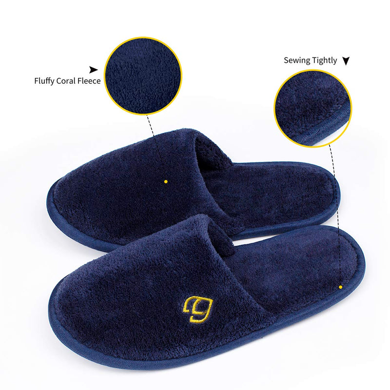 [Australia] - Spa Slippers, Closed Toe Medium Size Disposable Indoor Hotel Slippers, Fluffy Coral Fleece, Padded Sole for Comfort- for Guests, Hotel, Travel, Fits US Men Size 9 & Women Size 10 (Blue-6Pairs) Blue-6pairs 