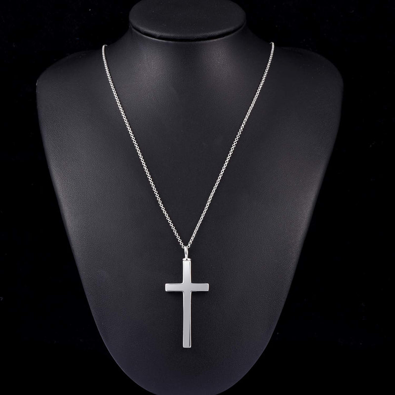 [Australia] - BEILIN 925 Sterling Silver Cremation Jewelry Cross Urn Pendant Memorial Cross Urn Necklace for Ashes 