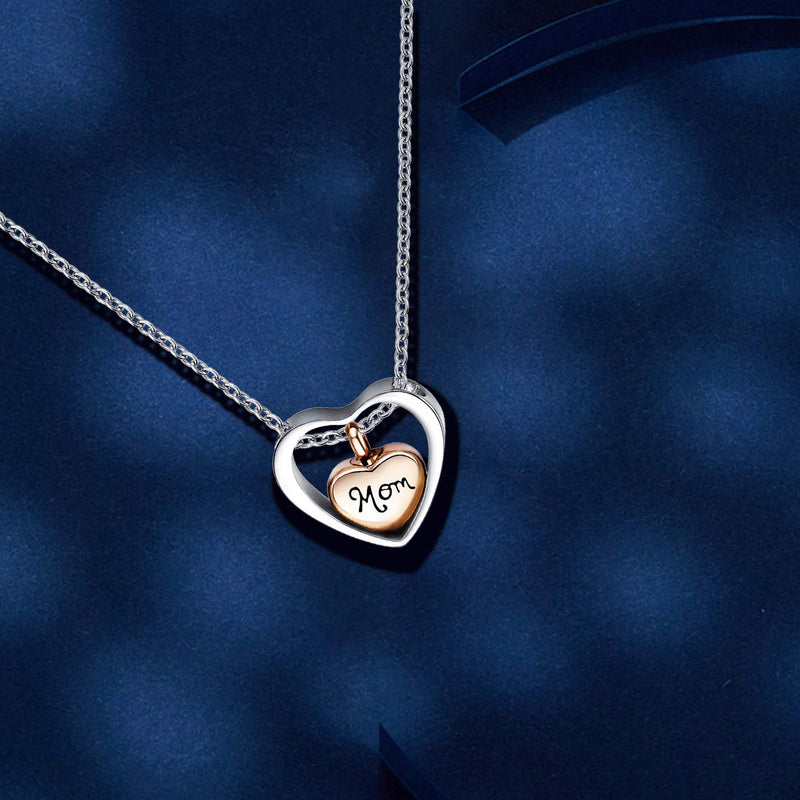 [Australia] - TCHYUN Beautiful Heart Daughter Grandpa Sister Son Dad Rose Gold Pendant Keepsake Memorial Urn Necklace for Ashes Stainless Steel with Funnel Fill Kit 