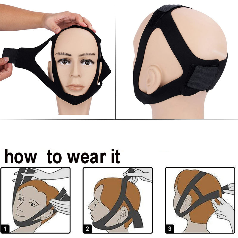 [Australia] - IBLUELOVER Anti Snoring Chin Strap,Stop Snore Chin Strap Snore Stopper,Professional Breathable Anti Snore Devices Adjustable Snoring Solution Belt Stop Snoring Aid for Men Women CPAP Users Black 