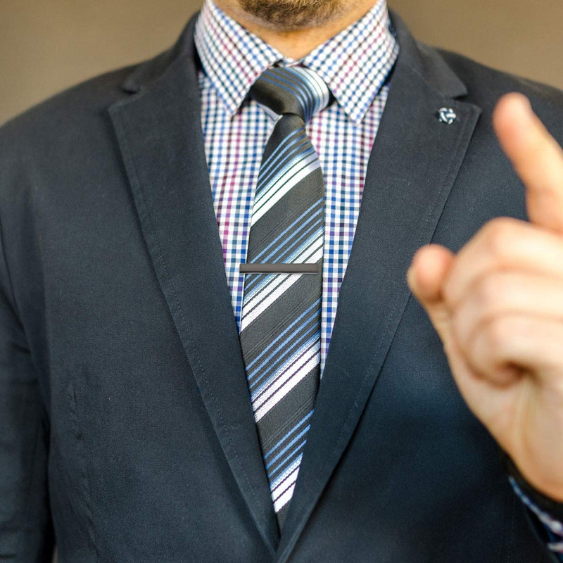 [Australia] - Jovivi Personalized Custom Message Men's Tie Clip Bar for Skinny Necktie Ties Engraved Free, Groomsmen Mans Fathers Day Non-Engraving(Gun Gray) 
