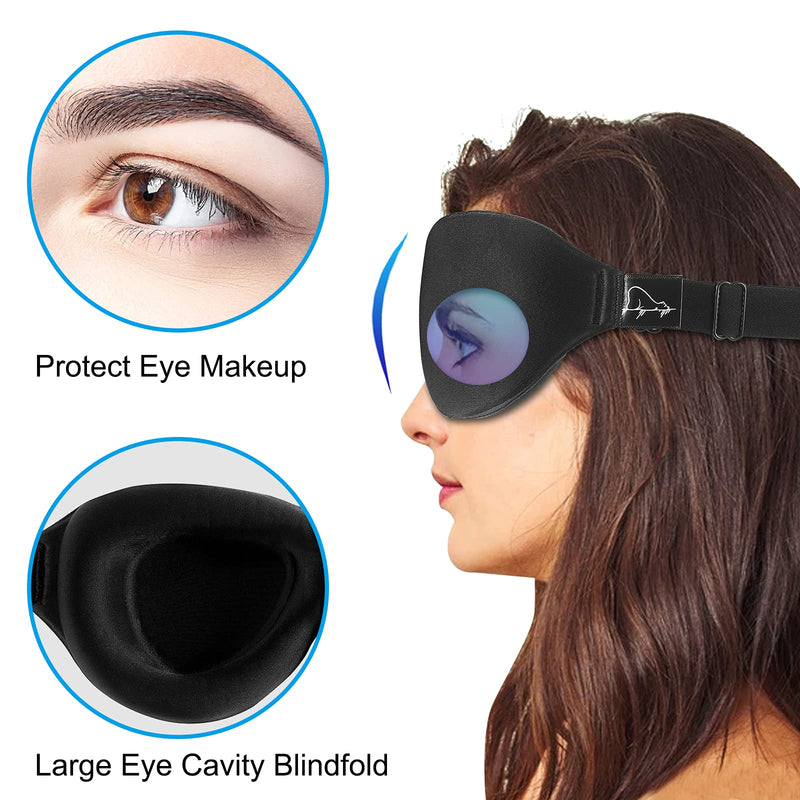 [Australia] - ALASKA BEAR Sleep Mask for Lash Extensions Deep and Wide Molded Eye Cups 3 D Blackout Mask for Women Protecting Long Eyelashes, Black 