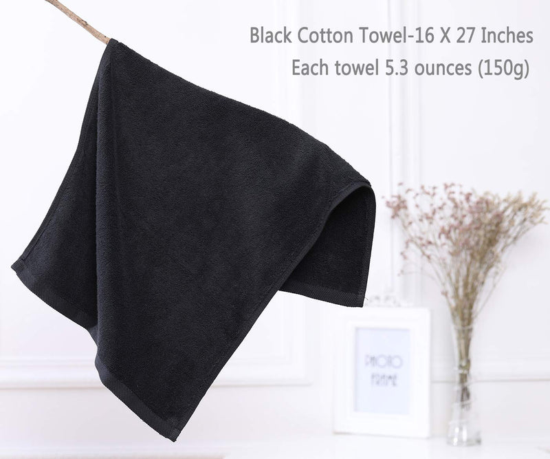 [Australia] - Black Salon Towels (2-Pack, 16 X 27 Inches)-Barber Hand Cotton Towel for Gym, Bath, Spa, Shaving, Shampoo Black 