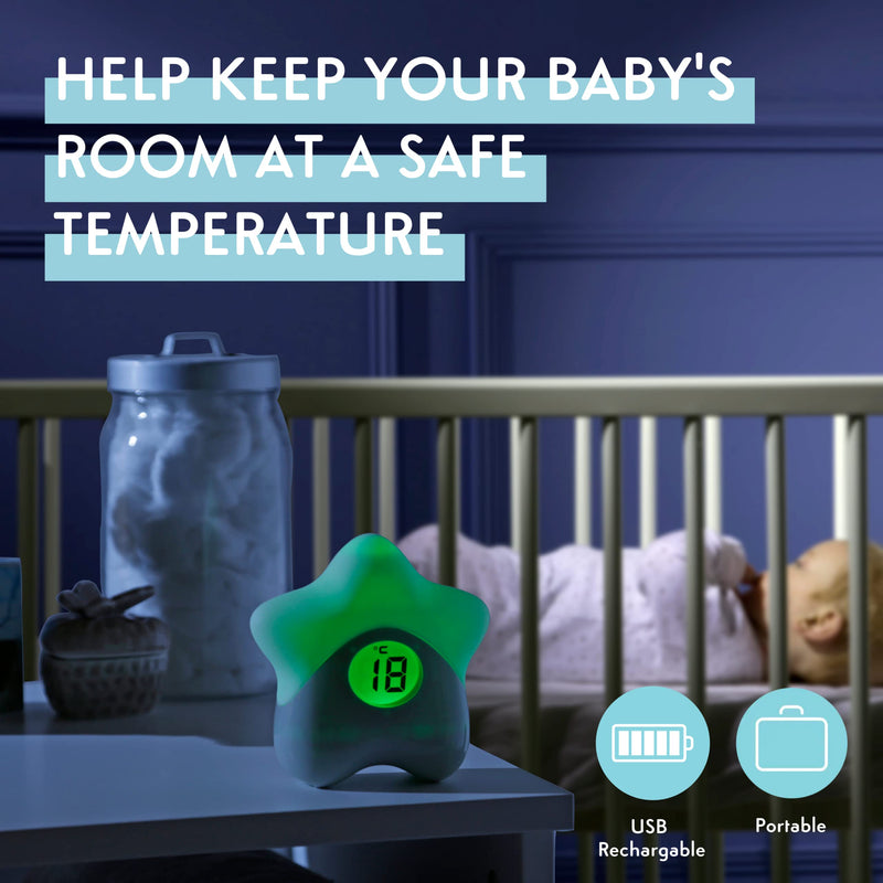 [Australia] - Purflo Starlight Colour Changing Baby Room Thermometer | USB Rechargeable Digital Temperature Monitor for Indoor & Nursery | One Of Your Baby Essentials 