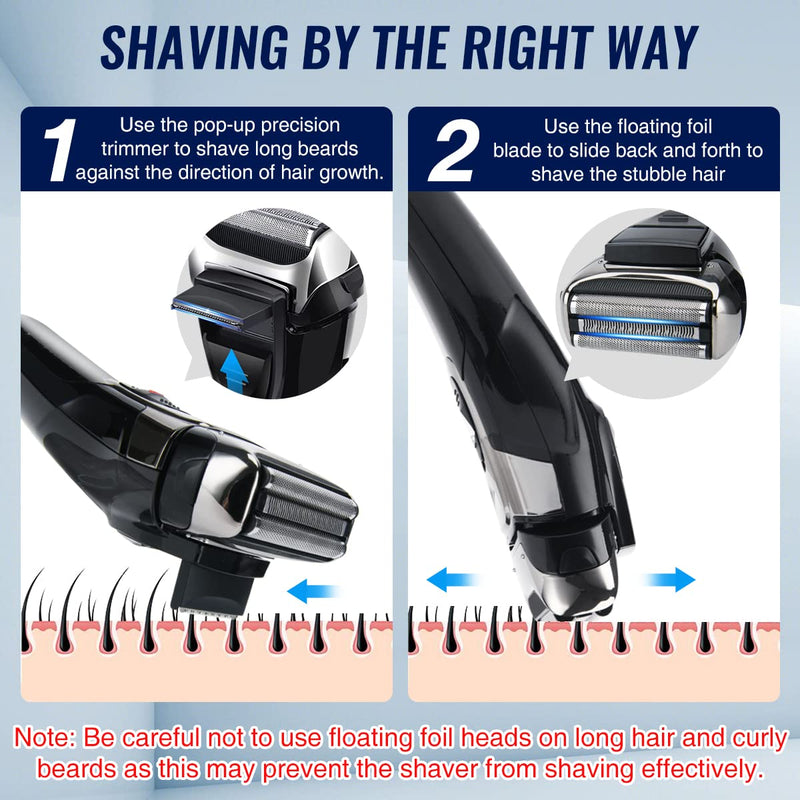 [Australia] - Electric Razor Mens Shaver - Rechargeable Shaver Men's Razor,Cordless Foil Shavers with Pop-up Precision Trimmer,Wet and Dry Waterproof Electric Shavers Men,USB Charge,LED Display,Black by PRITECH 