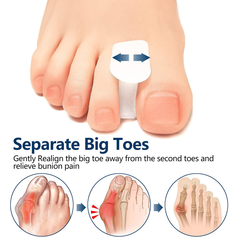 [Australia] - PrettSole 6 Pairs Toe Separators(1/2' Thick), Silicone Toe Spacer, Bunion Relief Pads to Temporarily Correct Big Toe & Relieve Bunion Pain, Overlapping Toe 