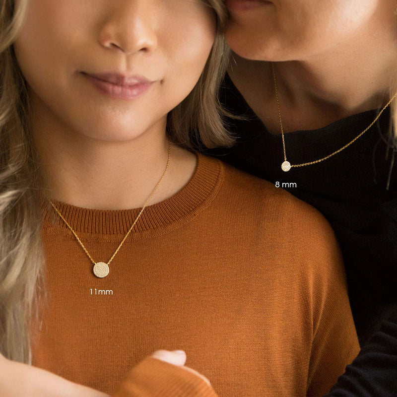 [Australia] - A+O Friendship Necklace - CZ Pave Necklace in Gold, Rose Gold, Sterling Silver 8 MM - Silver 