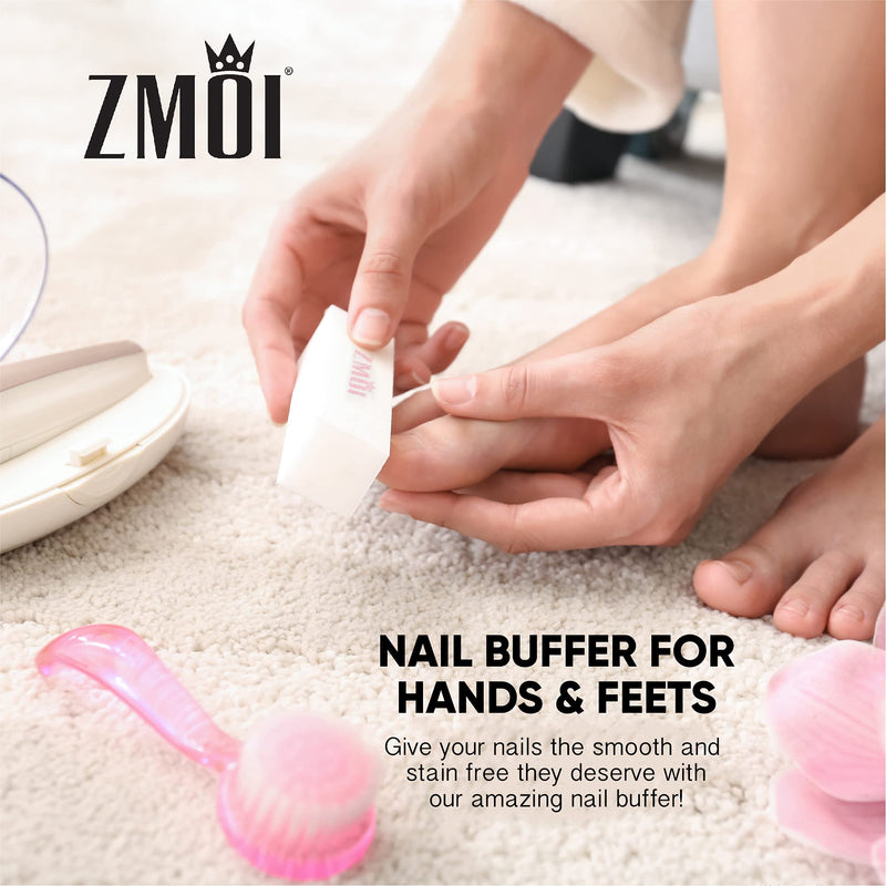 [Australia] - ZMOI 10 PCS Natural and Acrylic Buffer Blocks – Pedicure-Manicure Medium Grit 4-Way Professional Nail Buffer – Easy to Use Nail Art Tips Tool – Lightweight and Durable (Pink/White) Pink/White 