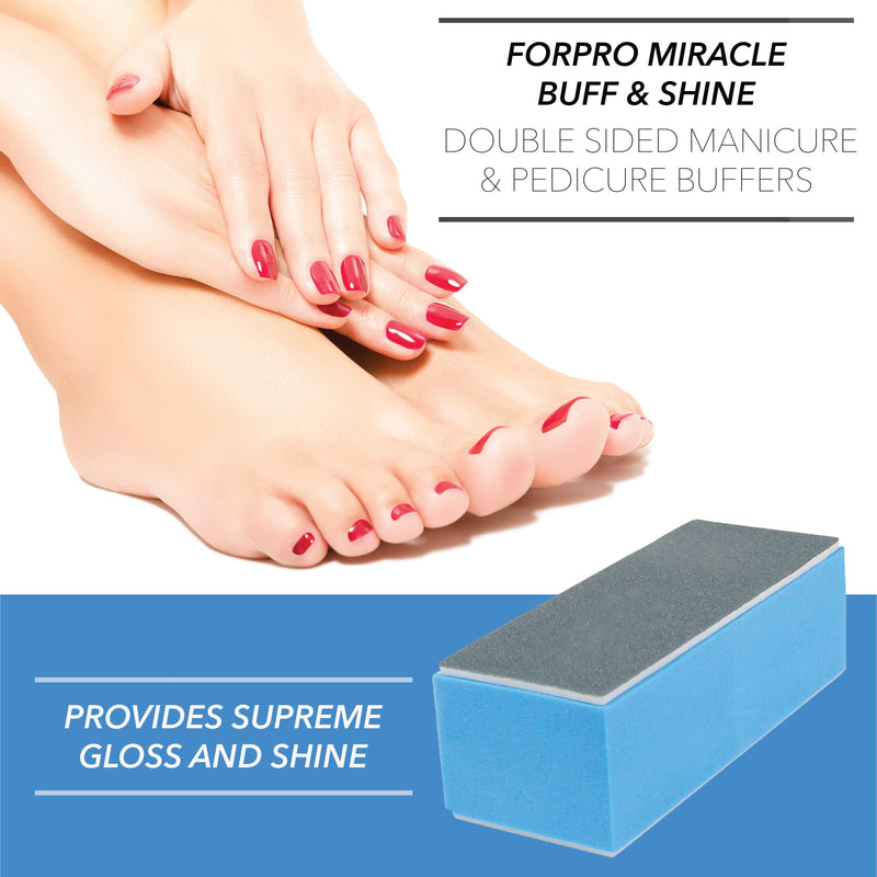 [Australia] - ForPro Miracle Buff & Shine - Grey 400/White 4000 Grit- Twelve (12) Double Sided Manicure & Pedicure Buffers - 1” H x 1.375” W x 3.75” L 