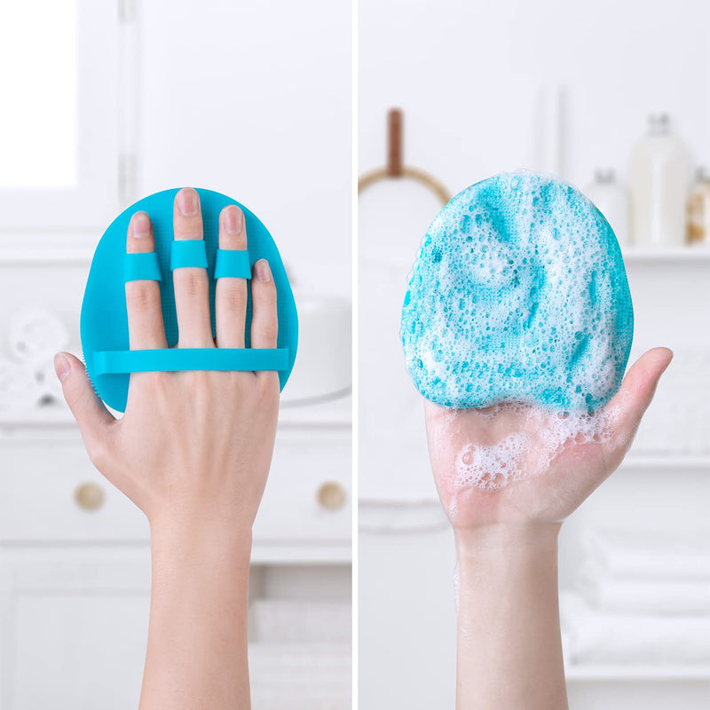 [Australia] - Soft Silicone Body Shower Brush Body Wash Bath Exfoliating Skin Massage Scrubber, Dry Skin Brushing Glove Loofah, Fit for Sensitive and All Kinds of Skin 1Pack Blue 