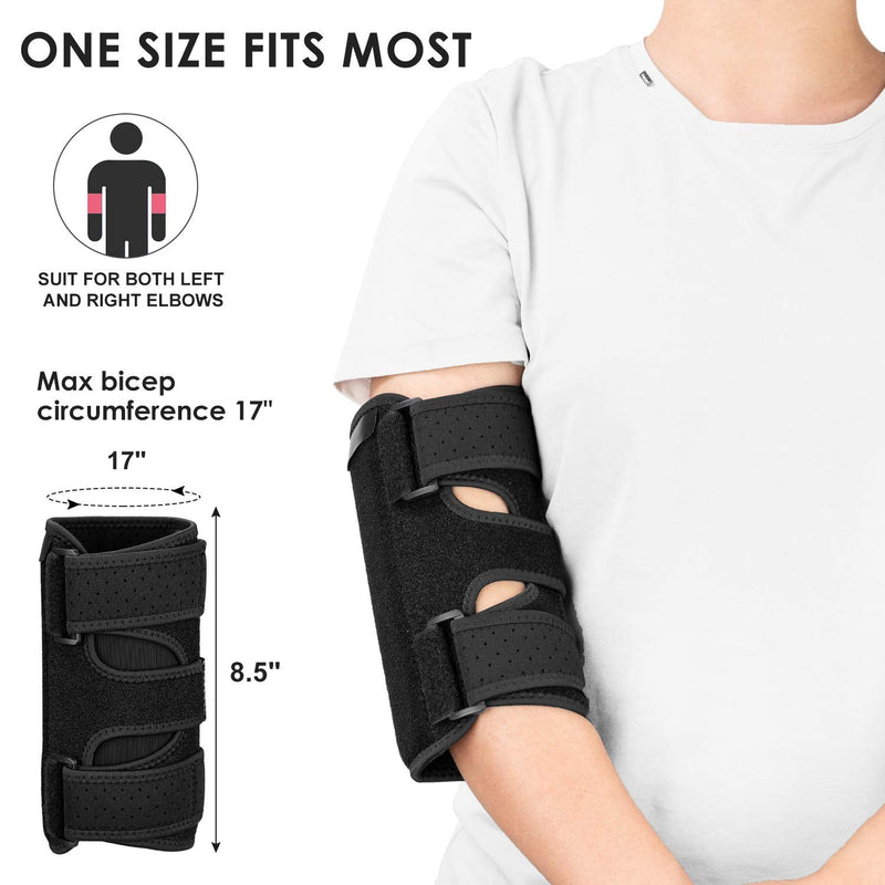 [Australia] - Elbow Brace, 2 Removable Metal Splints for Tendonitis, Elbow Brace for Ulnar Nerve Entrapment, Cubital Tunnel Syndrome, Night Elbow Splint for Men Women 