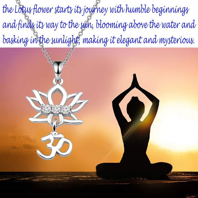 [Australia] - bobauna Yoga Lotus Flower Aum Om Ohm Sanskrit Symbol Pendant Necklace Spiritual Jewelry Gift For Yogi Yoga Lover Lotus Om necklace 