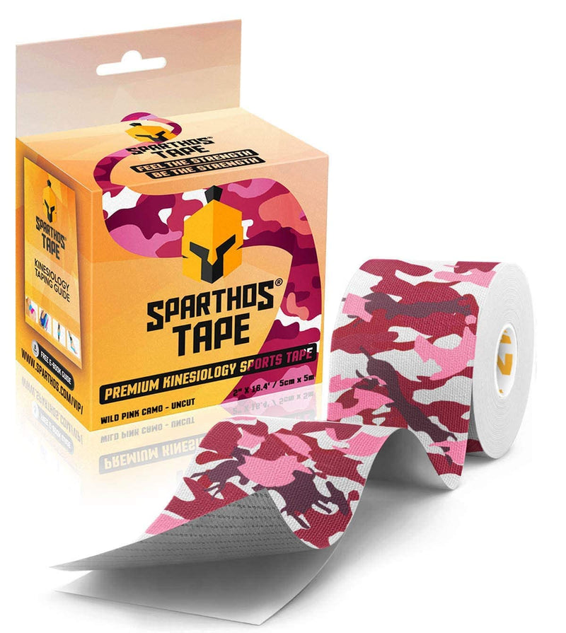 [Australia] - Sparthos Kinesiology Tape [Wild Pink Camo - 16.4ft Uncut Roll] x Ice Packs for Injuries [Size Medium + Cover] 