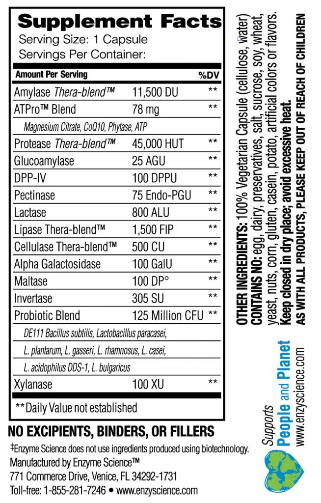 [Australia] - Enzyme Science™ Complete Digestion™, 30 Capsules –  Full Support for Digestive Health – for Occasional Gas, Bloating, and Indigestion – Probiotic for Men and Women – Digestive Enzyme Supplement 30 Count (Pack of 1) Frustration-Free Packaging 