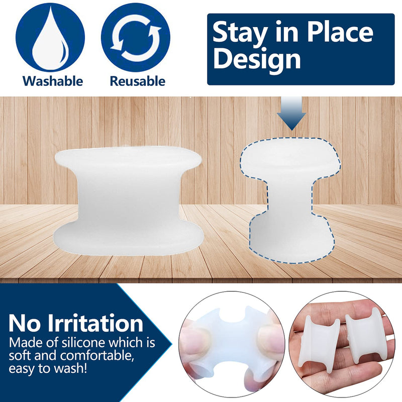 [Australia] - PrettSole 6 Pairs Toe Separators(1/2' Thick), Silicone Toe Spacer, Bunion Relief Pads to Temporarily Correct Big Toe & Relieve Bunion Pain, Overlapping Toe 