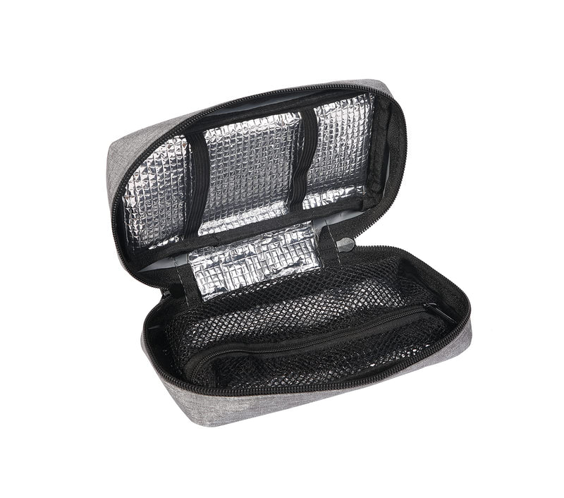[Australia] - Insulin Cooling Case Pack,Travel Medicine Organizer,Portable Diabetic Supplies Cooler Handy Bag Pouch with 2 Ice Gel Pack (Grey) Grey 