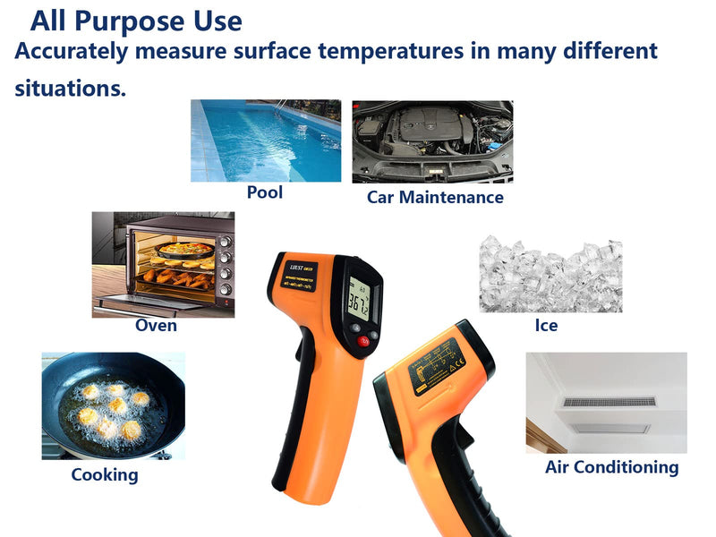 [Australia] - LIJUST Infrared Thermometer Temperature Gun, Digital Thermometer Non-Contact Laser Infrared Ir Thermometer Gun(Not for Human) -58℉～752℉(-50℃～400℃) - Kitchen Cooking Gun, Freezer Oven Thermometer 