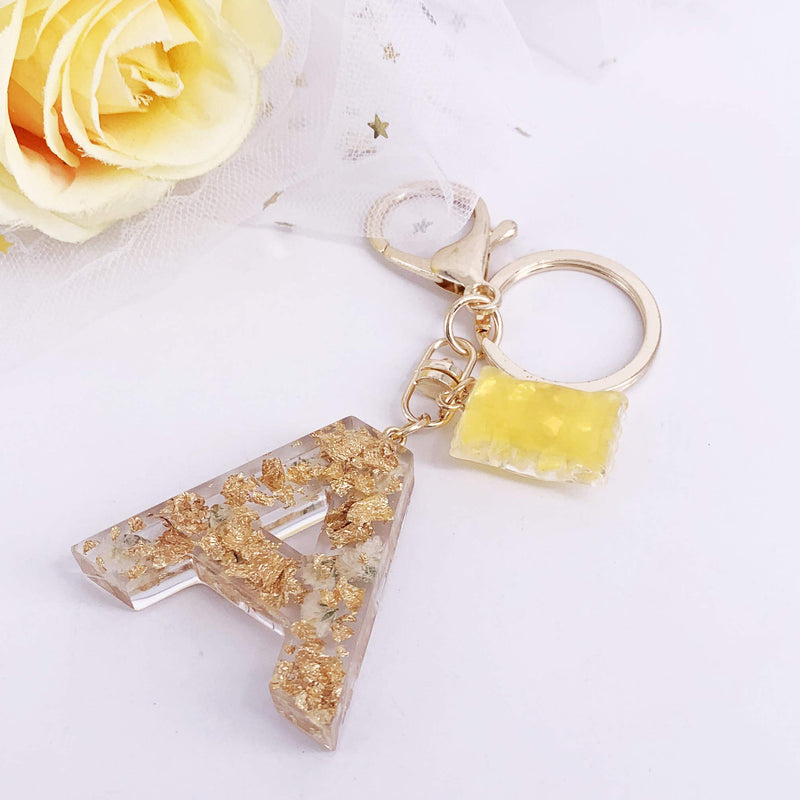 [Australia] - SELOVO Orange Flower Initial Keychain Letter Alphabet Sweet Bag Charm Key Chain A 