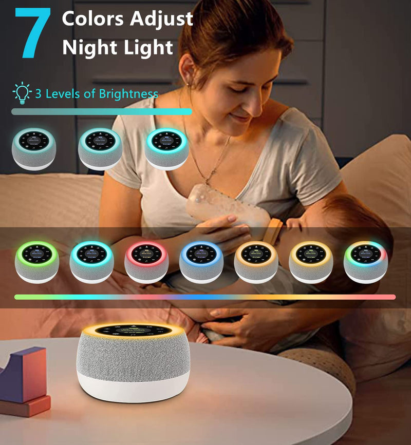 [Australia] - [2 in 1] White Noise Machine Baby, Portable Sound Machine Baby for Adults Kids with Night Light, 32 Soothing Sounds, USB Rechargeable & Headphone Jack, Sleep Sound Machine for Sleeping,Travel,Office 