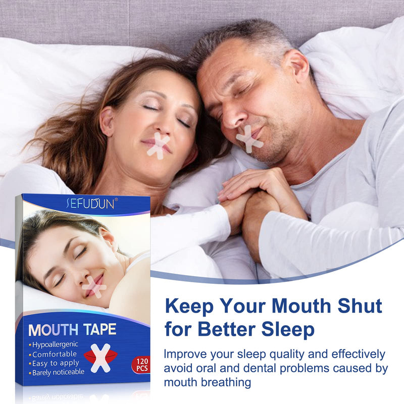 [Australia] - Mouth Strips for Sleeping 120 Pcs, Sleep Strips for Improves Bad Habits Such As Snoring Sleep Talk Drooling Etc, Less Mouth Breathing, Train Nasal Breathing and Promote Nighttime Sleeping 