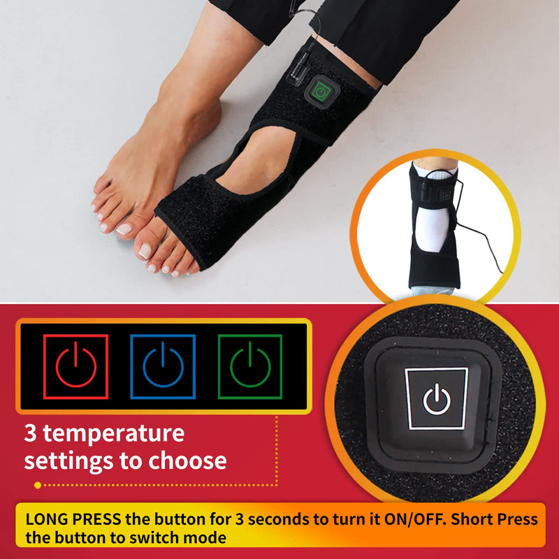 [Australia] - Creatrill Heated Achilles Tendonitis / Plantar Fasciitis Foot Ankle Wrap With 3 Level Controller, Pad for moist heat Therapy, injuries Pain Relief for Sprains, Strains, Arthritis, Torn Tendons 